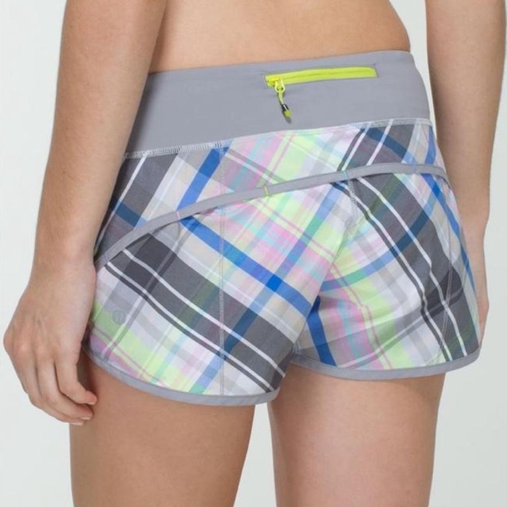Lululemon Run: Speed Shorts Rad Plaid Lullaby Reflective Women’s Athletic Shorts